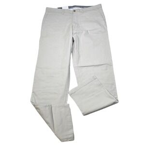 Haggar Premium Soft Chino Pants Mens 34x32 Beige Khaki Straight Fit NEW